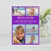 Warm met kerstgraten Flamingos Foto Collage Feestdagenkaart (Staand voorkant)