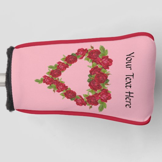 Warm met  rode rozen op roze golfheadcover (Voorkant)