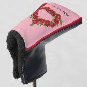 Warm met  rode rozen op roze golfheadcover (3/4 voorkant)