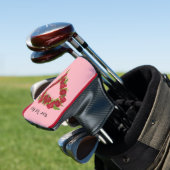Warm met  rode rozen op roze golfheadcover (Insitu)