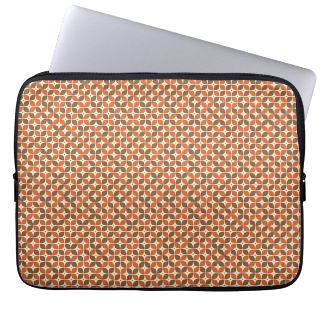 Warm Mid-Century Retro Boemerang Atoom- Laptop Sleeve (Voorkant)