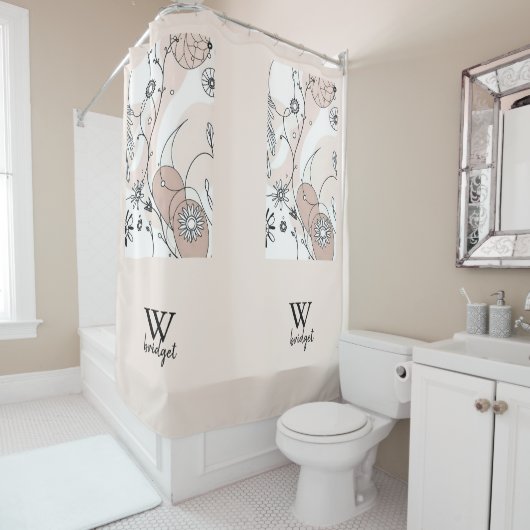 Warm Minimal Boho Art voor Huizen Douchegordijn (In situ)