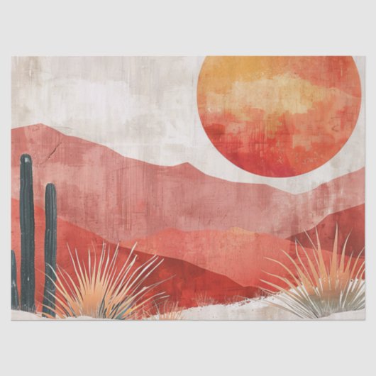 Warm Minimalistisch - Abstract Boho Woestijn Lands Tissuepapier (Voorkant)