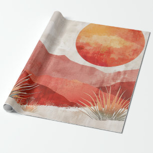 Warm Minimalistisch - Abstract Boho Woestijnlandsc Cadeaupapier
