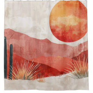 Warm Minimalistisch - Abstract Boho Woestijnlandsc Douchegordijn