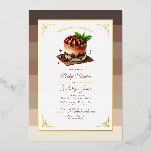 Warm Mocha Mousse Baby shower Folie Uitnodiging (Voorkant)