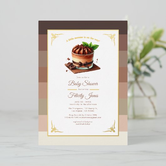 Warm Mocha Mousse Baby shower Folie Uitnodiging (Staand Voorkant)