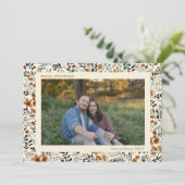 Warm Modern Floral Familie Foto Kerst Kaart (Staand voorkant)