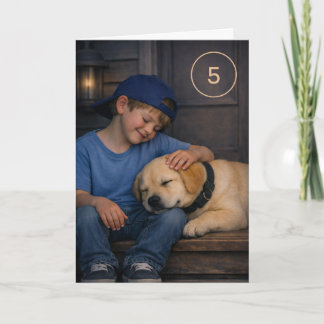 Warm Moments Boy and Dog Birthday Card Kaart