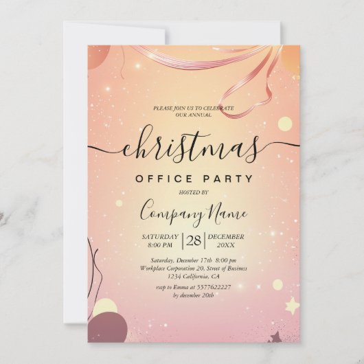 Warm Mood en Roze Kerst Kantoor Party Kaart (Voorkant)