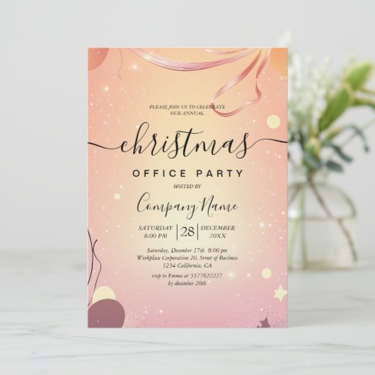 Warm Mood en Roze Kerst Kantoor Party Kaart (Staand voorkant)