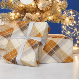 Warm Mosterd Bruine Herfst Tartan Plaid Patroon Cadeaupapier