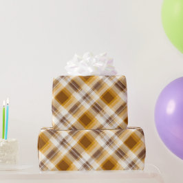 Warm Mosterd Bruine Herfst Tartan Plaid Patroon Cadeaupapier