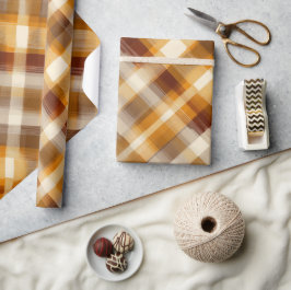 Warm Mosterd Bruine Herfst Tartan Plaid Patroon Cadeaupapier