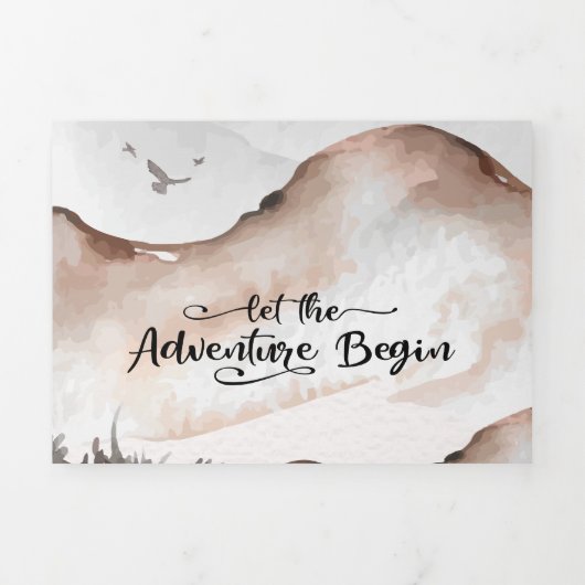 Warm Mountain Wedding Drieluik Uitnodiging (Cover)