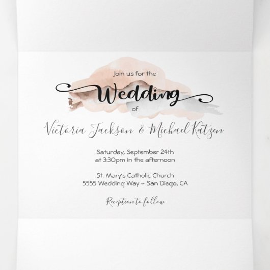 Warm Mountain Wedding Drieluik Uitnodiging (Binnenkant midden)