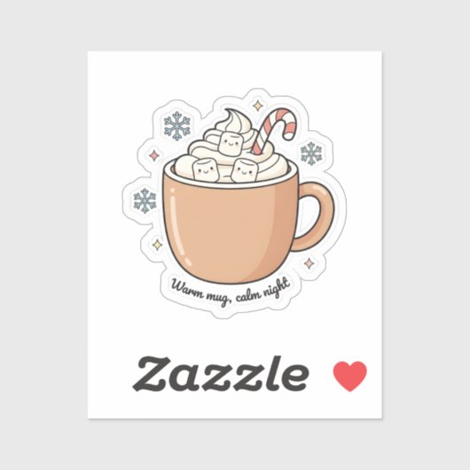 Warm Mug Calm Night Sticker | Cozy Winter Sticker  (Vel)