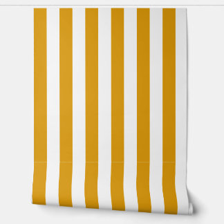 Warm Mustard Yellow and White Stripes Wallpaper  Behang