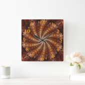 Warm-najaarkleuren, moderne Abstracte fractale kun Vierkante Klok (Huis)