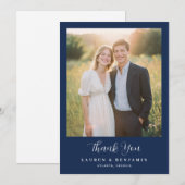 Warm Navy Minimalist Photo Bedankkaart (Voorkant / Achterkant)