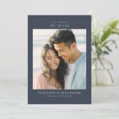 Warm Navy Minimalistische Foto Save The Date (Staand voorkant)