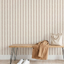 Warm neutraal boho taupe beige streep Scandinavisc Behang