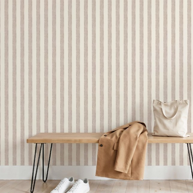 Warm neutraal boho taupe beige streep Scandinavisc Behang (Creator heeft geüpload)