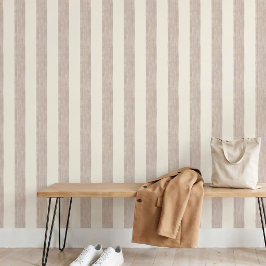 Warm neutraal boho taupe beige streep Scandinavisc Behang