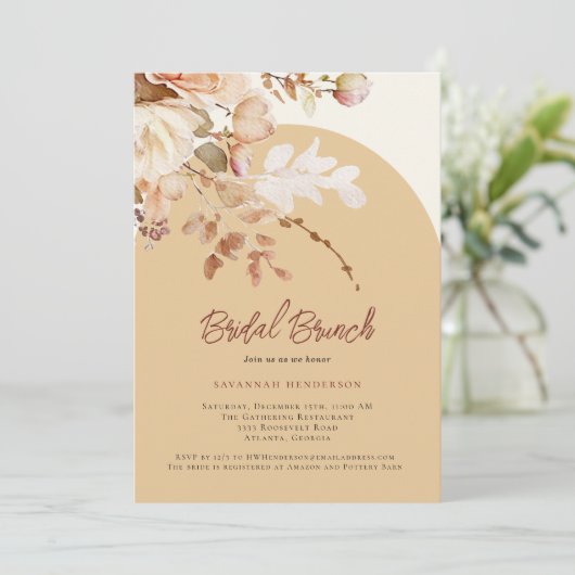 Warm neutraal bruids brunch bloemig Vrijgezellenfe Kaart (Staand voorkant)