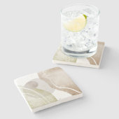 Warm Neutral Abstract Earth Tones Modern Luxury Stenen Onderzetter (Zijkant)