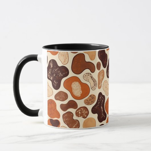 Warm Neutral Abstract Mug – Modern Organic Pattern Mok (Links)