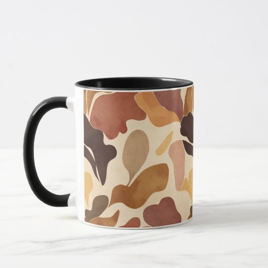 Warm Neutral Abstract Mug – Modern Organic Pattern Mok (Links)