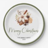 Warm Neutral Christmas Personalized Family Plates Papieren Bordje (Voorkant)