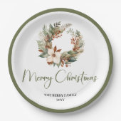 Warm Neutral Christmas Personalized Family Plates Papieren Bordje (Voorkant)