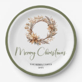 Warm Neutral Christmas Personalized Family Plates Papieren Bordje (Voorkant)