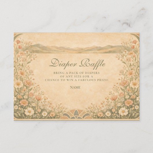 Warm Neutral Desert Botanicals Diapper Raffle  Informatiekaartje (Voorkant)