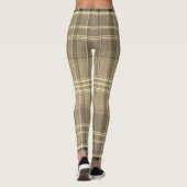Warm Neutral Tan Beige Plaid Tartan Leggings (Achterkant)
