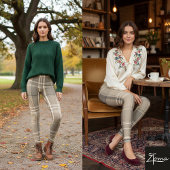 Warm Neutral Tan Beige Plaid Tartan Leggings