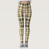 Warm Neutral Tan Brown Classic Plaid Leggings (Voorkant)