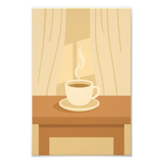 Warm Ochtend koffieposter – Minimalistische gezell Foto Afdruk