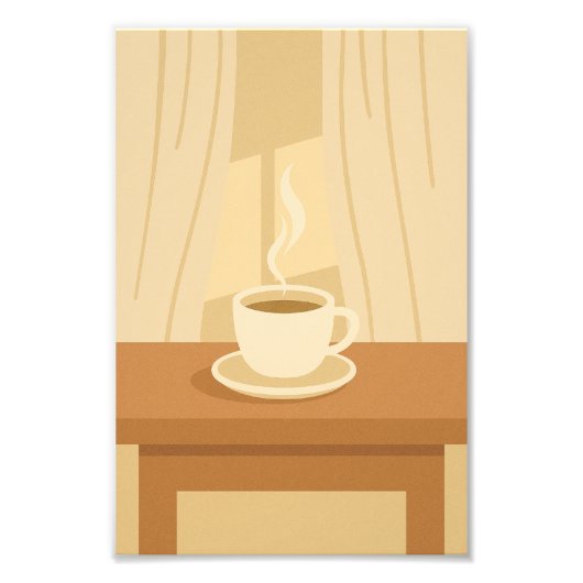 Warm Ochtend koffieposter – Minimalistische gezell Foto Afdruk (Voorkant)
