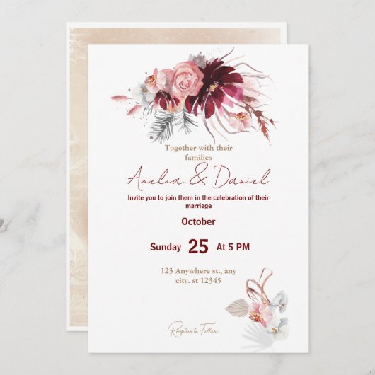 Warm Octiber Wedding Kaart (Voorkant / Achterkant)