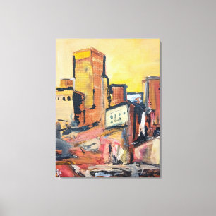 Warm Oker & Terracotta Stadsgezicht Canvas Afdruk