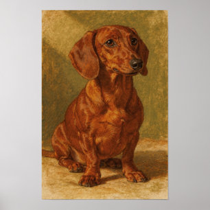 Warm Okergelakte Dachshond Portret Poster