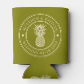 Warm Olijf Ananas Trouw Crest & Naam Blikjeskoeler (Achterkant)