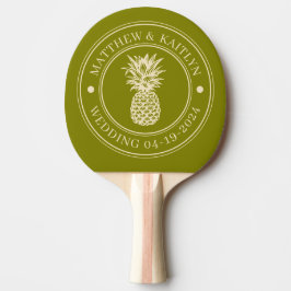Warm Olijf Ananas Trouw Crest & Naam Tafeltennisbatje