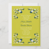 Warm Olive Green and Blue Monogrammed Invitation Kaart (Achterkant)
