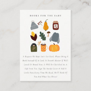 Warm omherfst essentiële boeken voor Baby shower Informatiekaartje