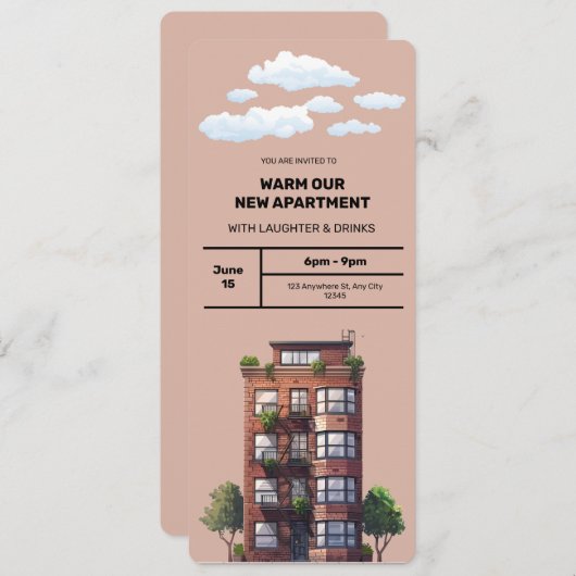 Warm onze nieuwe appartement uitnodiging (Voorkant / Achterkant)