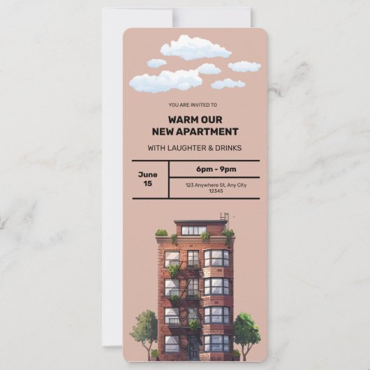 Warm onze nieuwe appartement uitnodiging (Voorkant)